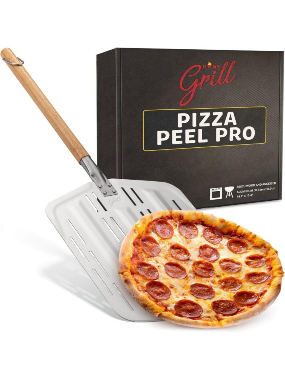 12-Inch Non-Stick Perforated Pizza Peel Paddle for Perfect Homemade Pizzas